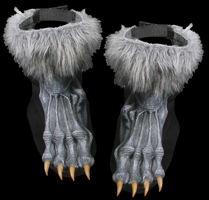 "Grey Werewolf Feet Shoe Covers" Halloween Costume Accessory 1