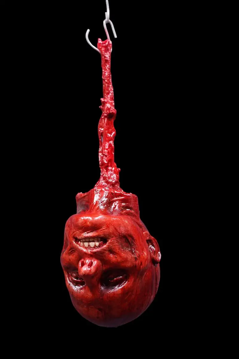 Hanging Skinned Luttra Head Halloween Prop 1