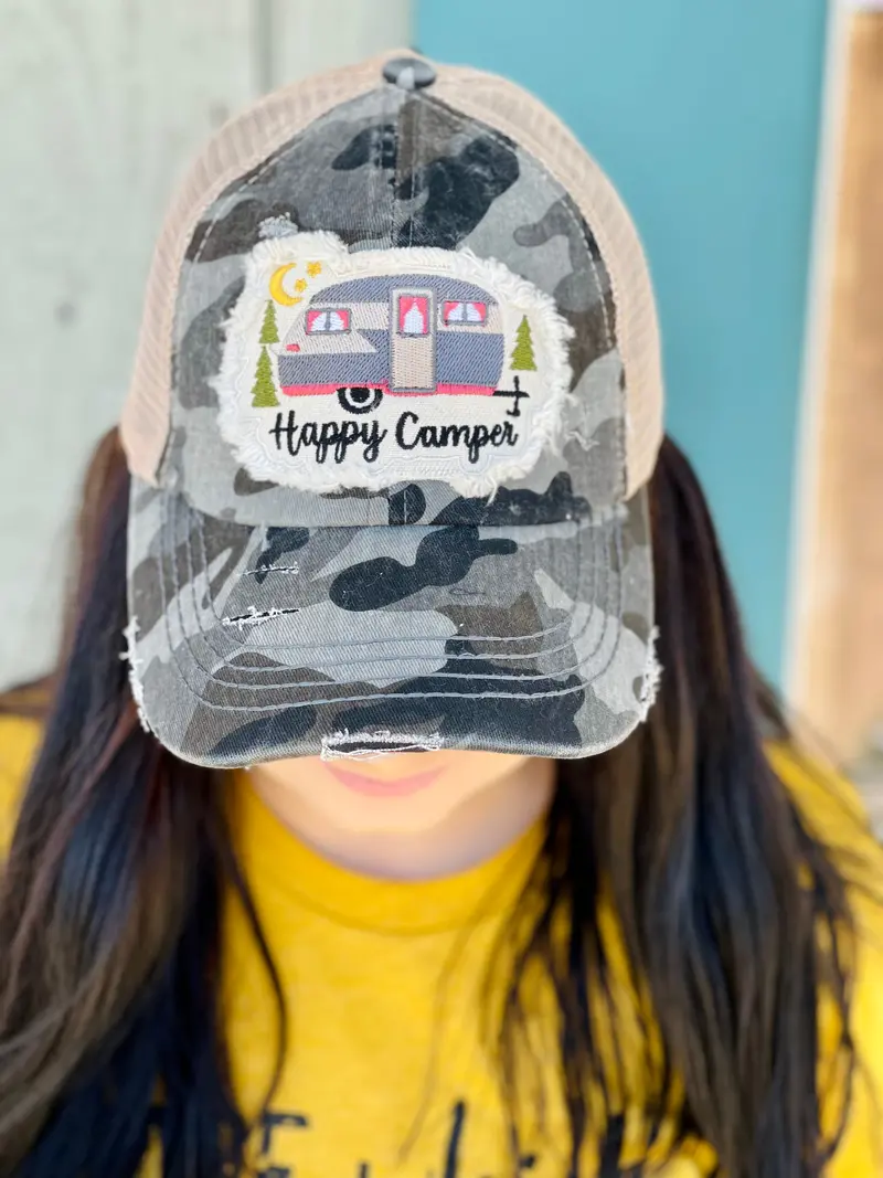 Happy Camper Cross Back Hat 1