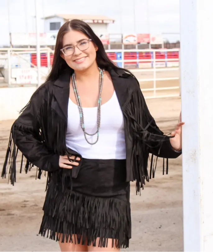 Jackie Black Fringe Skirt 1