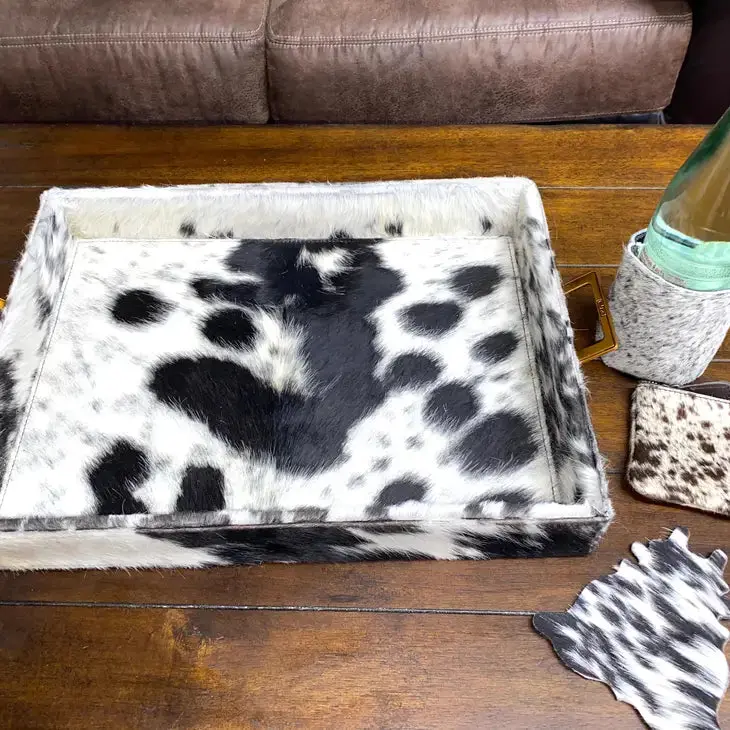 Large Square Cowhide Tray 1