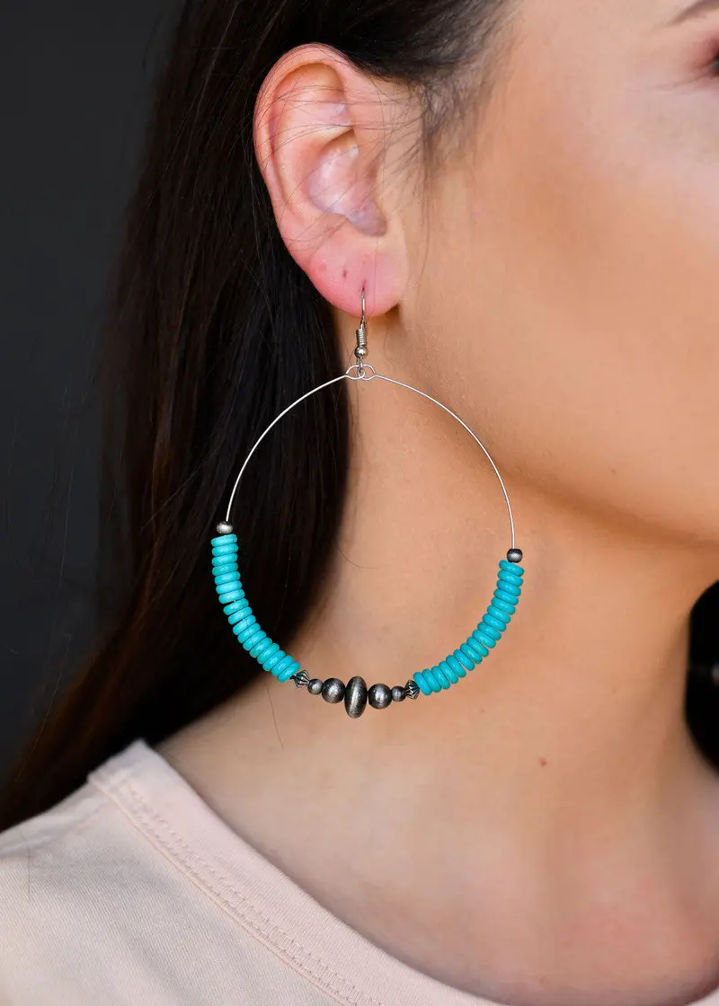 Large Turquoise Hoops 1