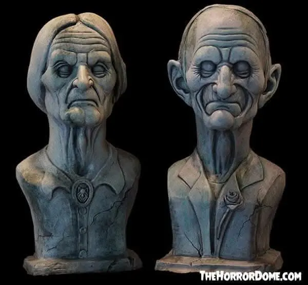 "Madam And Master Macy Ghostly Manor Busts" Hd Exclusive Spooky Halloween Decoration 1