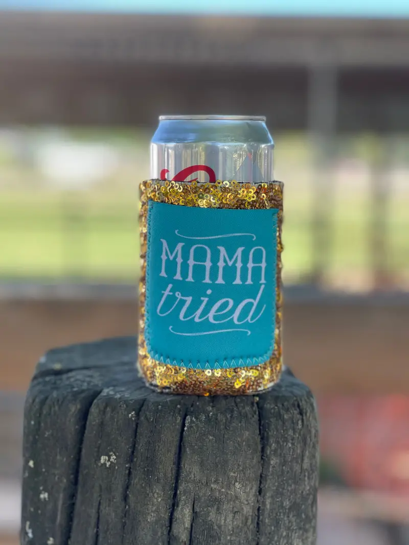 Mama Tried Sequin Pocket Koozie 1
