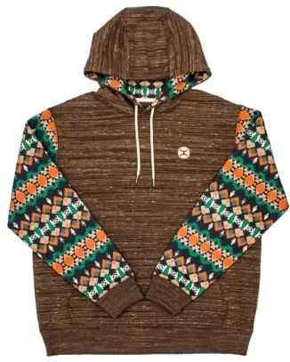Mens Summit Brown/Aztec Hoodie Sweater 1