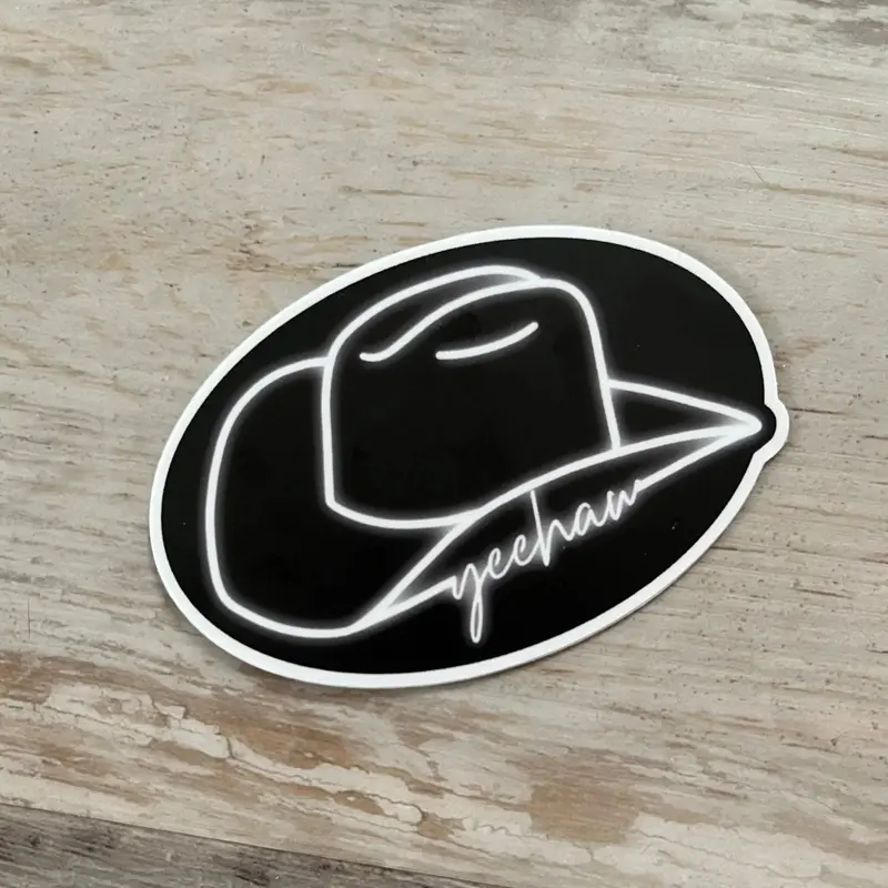 Neon Cowboy Hat Yeehaw Sticker 1