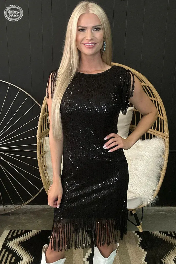 Night Life Black Sequin Dress 1