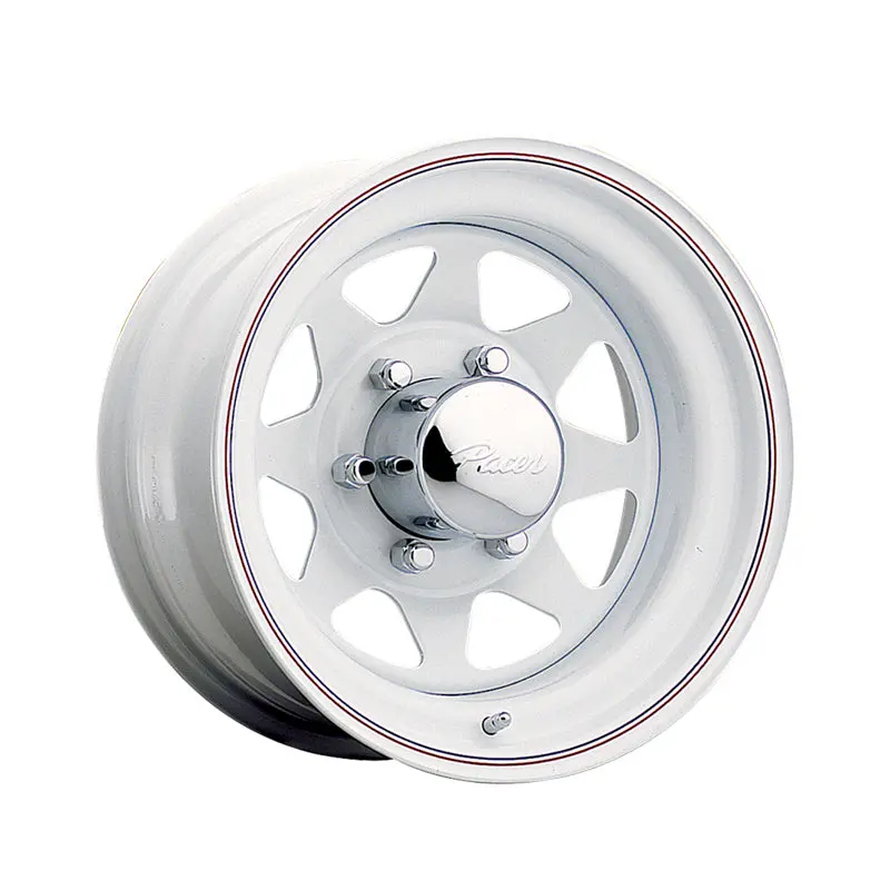 Pacer Trailer 310W White Spoke Trailer 16X6 6X5.50 107.95 Hub +00 Offset White Wheel Rim 1