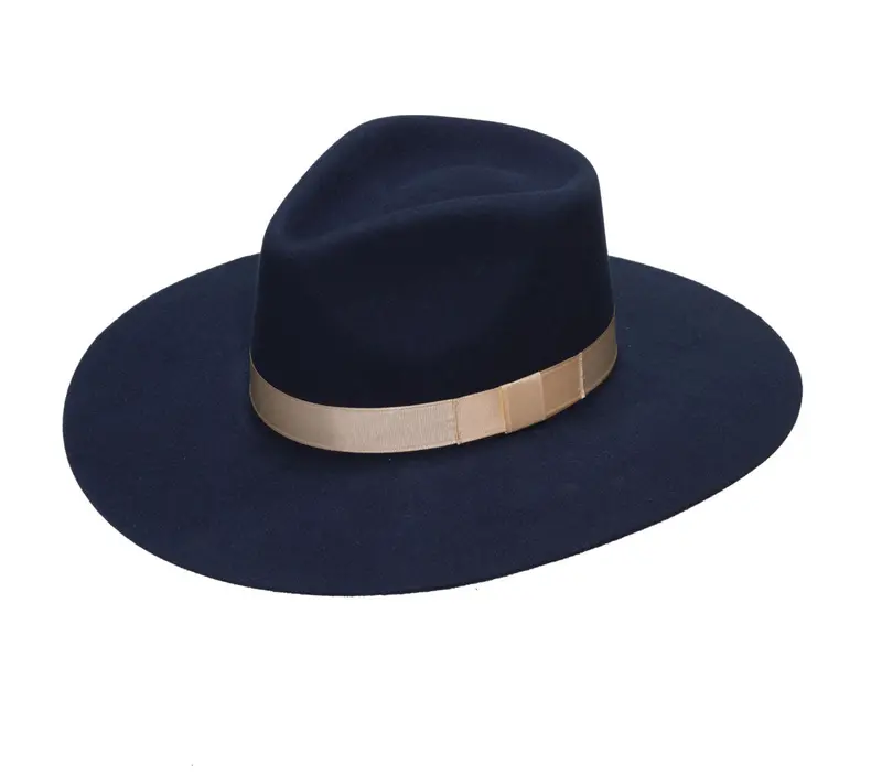Pinch Front Felt Hat-Navy 1