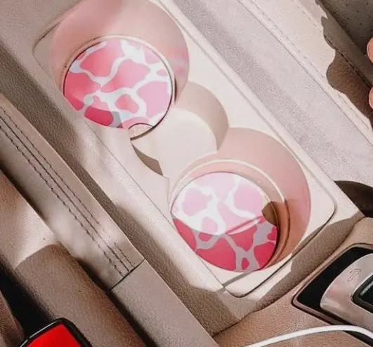 Pink Cow Car Coasters 1