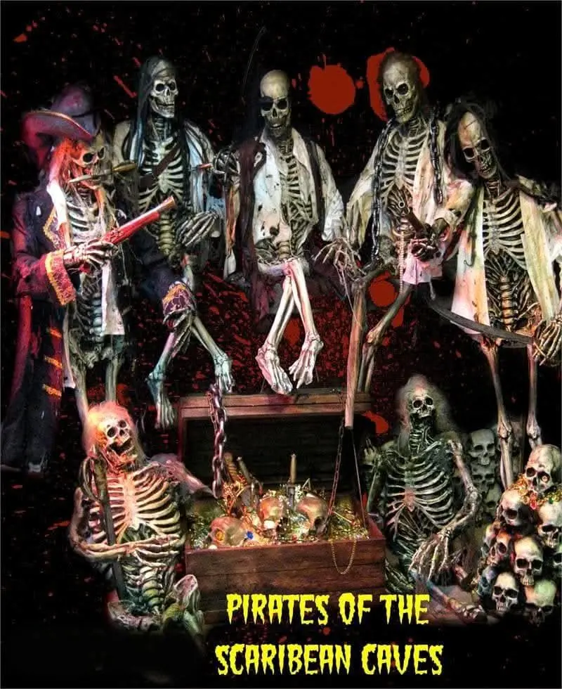 "Pirates Of The Scaribean Caves" Skeleton Halloween Prop 1