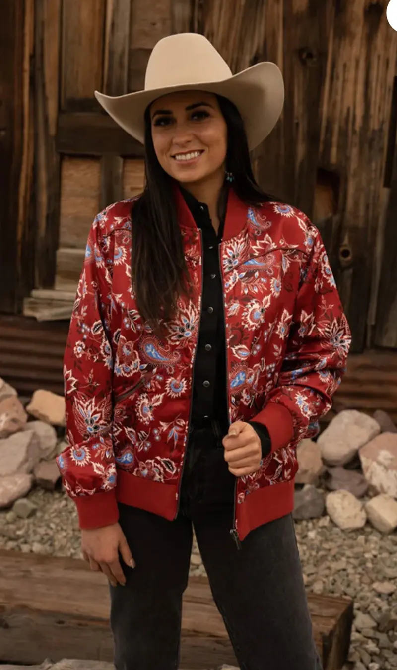 Red Floral Bomber 1