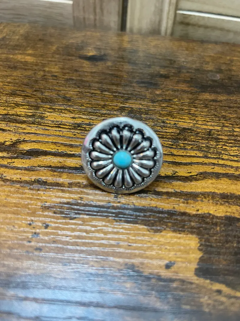 Round Concho And Turquoise Stone Ring 1