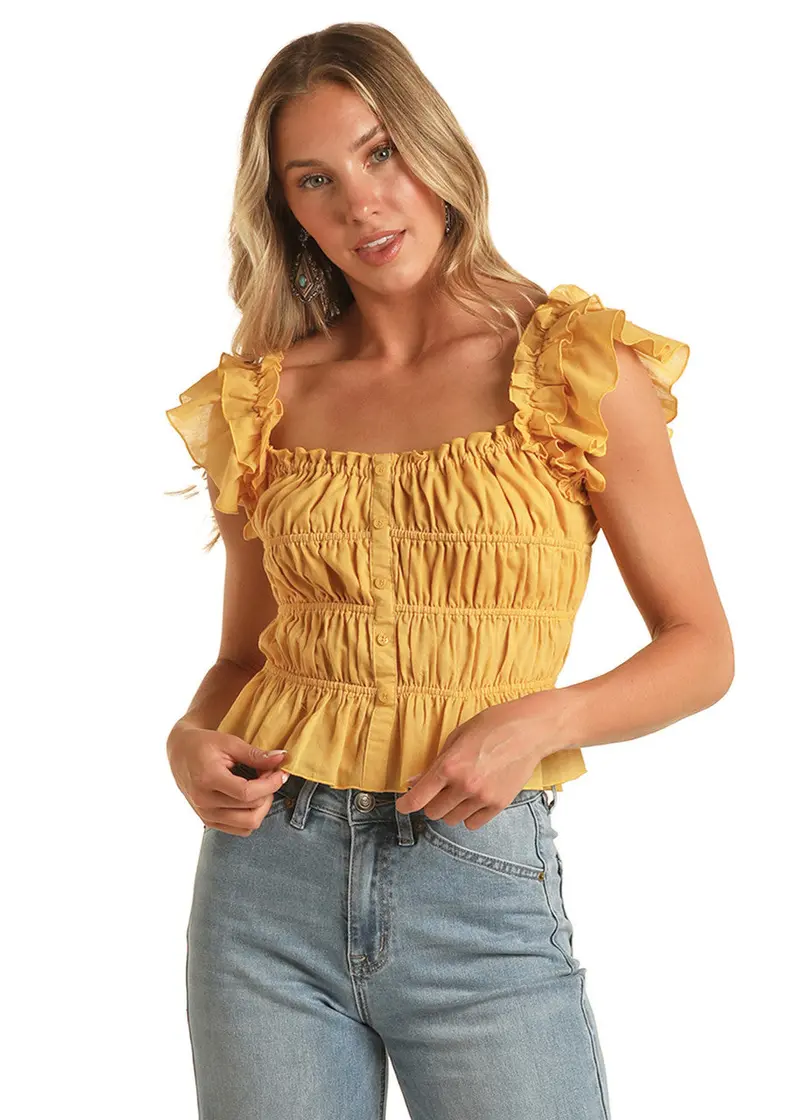 Ruched Tank- Mustard 1