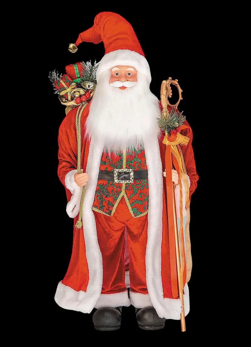 Santa Figure With Bag Of Presents & Staff Christmas Decoration 1
