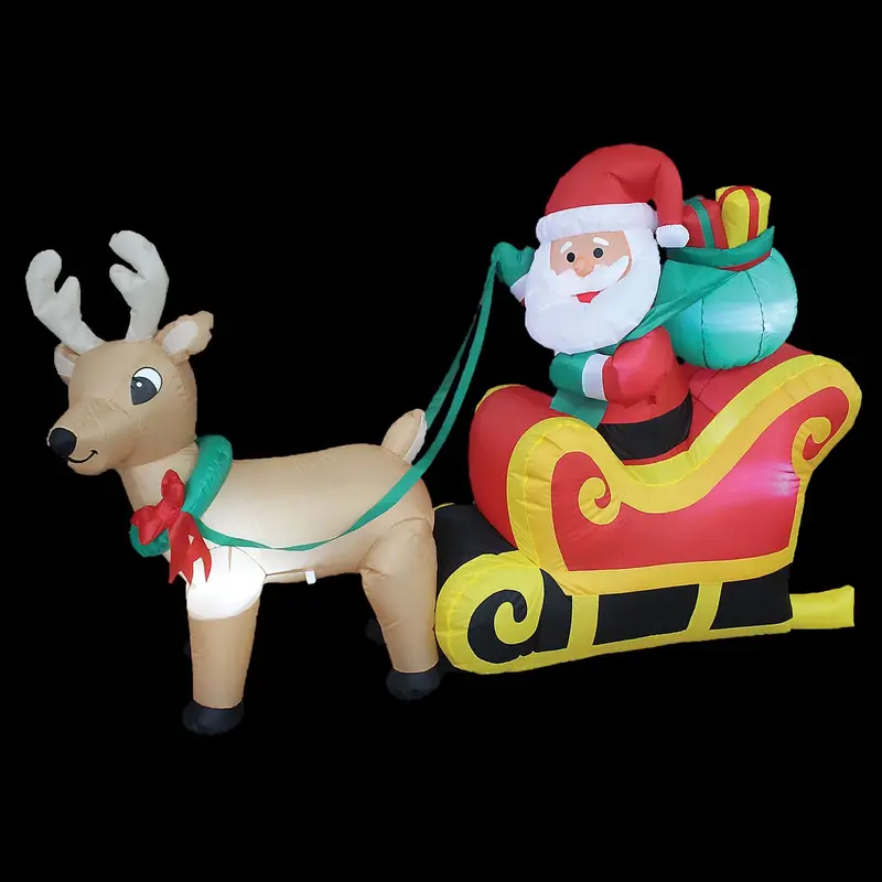 Santa On Sleigh Inflatable Outdoor Yard Decoration 1