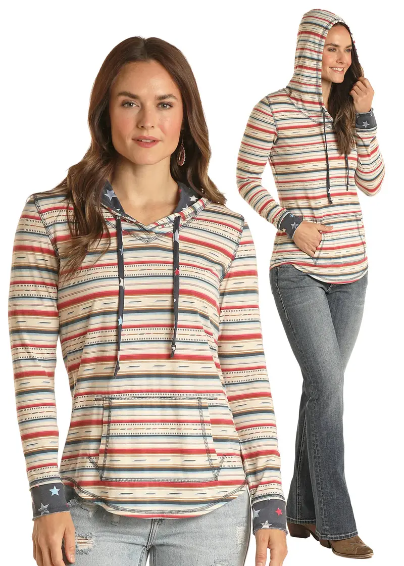 Serape Print Hooded Shirt 1