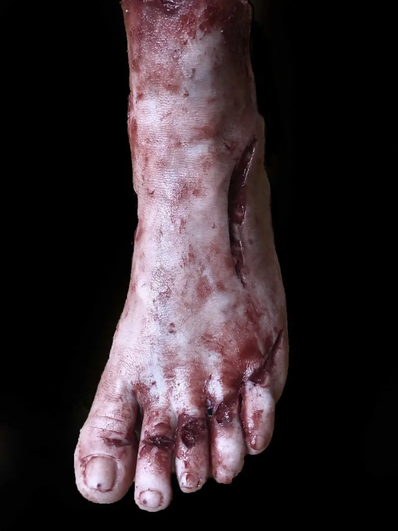 "Silicone Severed Left Female Foot" Body Parts Halloween Prop 1