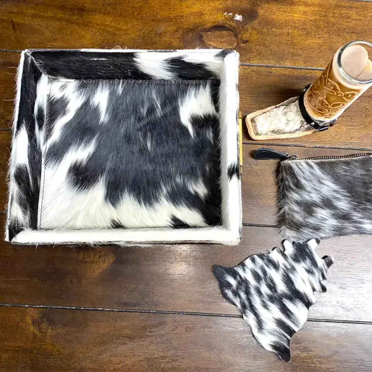 Small Square Cowhide Tray 1