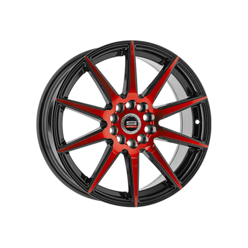 Spec-1 Sp-51 Gloss Black & Red Machined 18X8 4X100/4X114.3 73.1 Hub 38 Offset Black, Red Wheel Rim 1