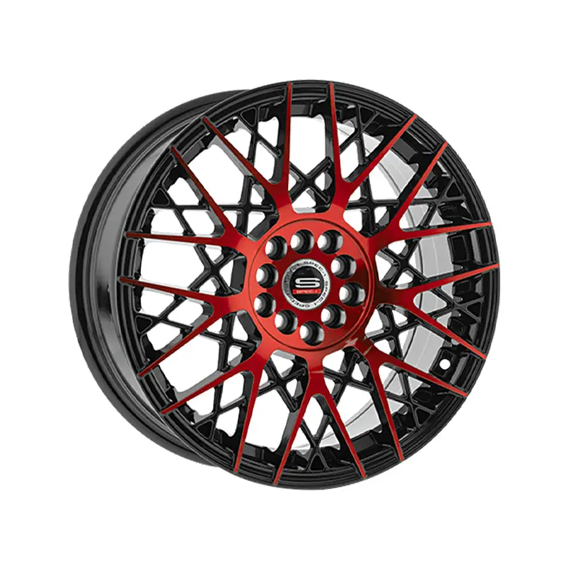 Spec-1 Sp-53 Gloss Black & Red Machined 18X8 4X100/4X114.3 73.1 Hub 38 Offset Black, Red Wheel Rim 1