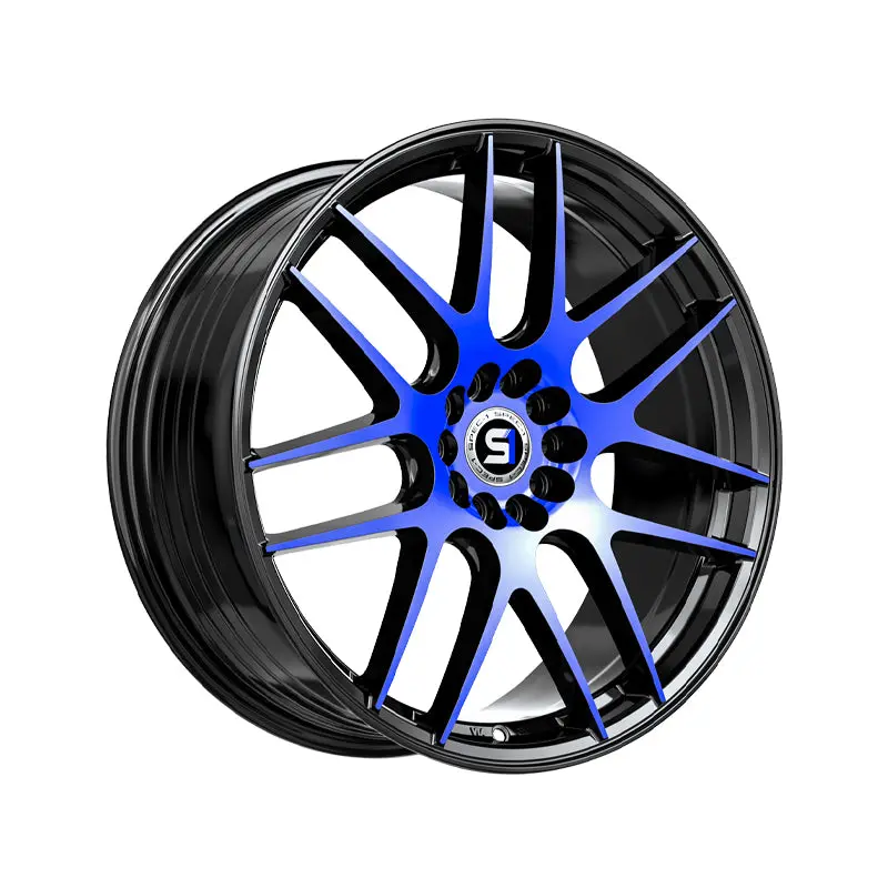 Spec-1 Sp-65 Gloss Black & Blue Machined 17X8 4X100/4X114.3 73.1 Hub 42 Offset Black, Blue Wheel Rim 1