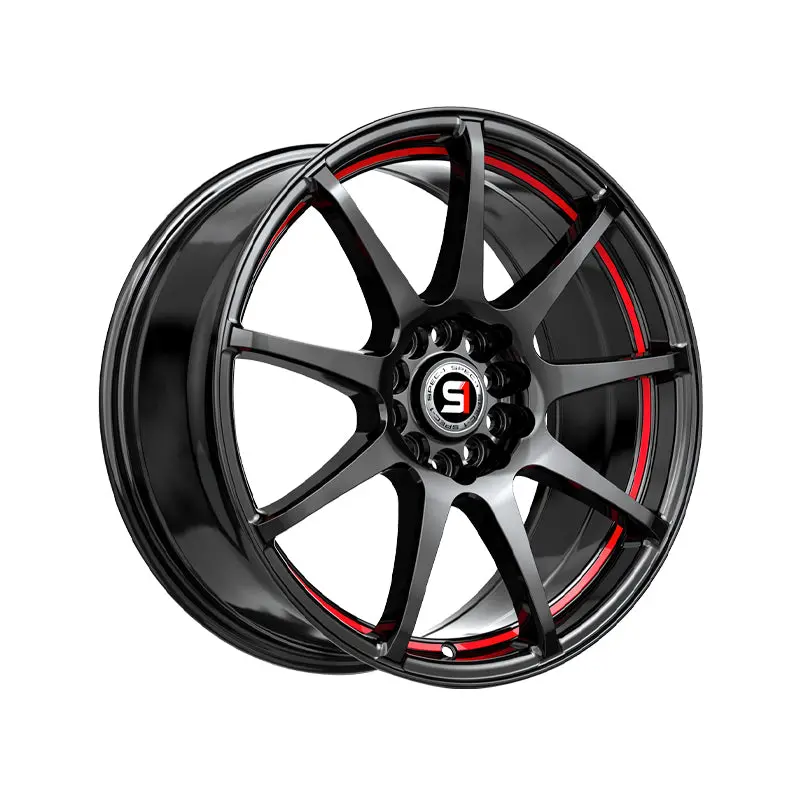 Spec-1 Sp-67 Gloss Black & Red Line 17X7 5X100/5X114.3 73.1 Hub 42 Offset Black, Red Wheel Rim 1