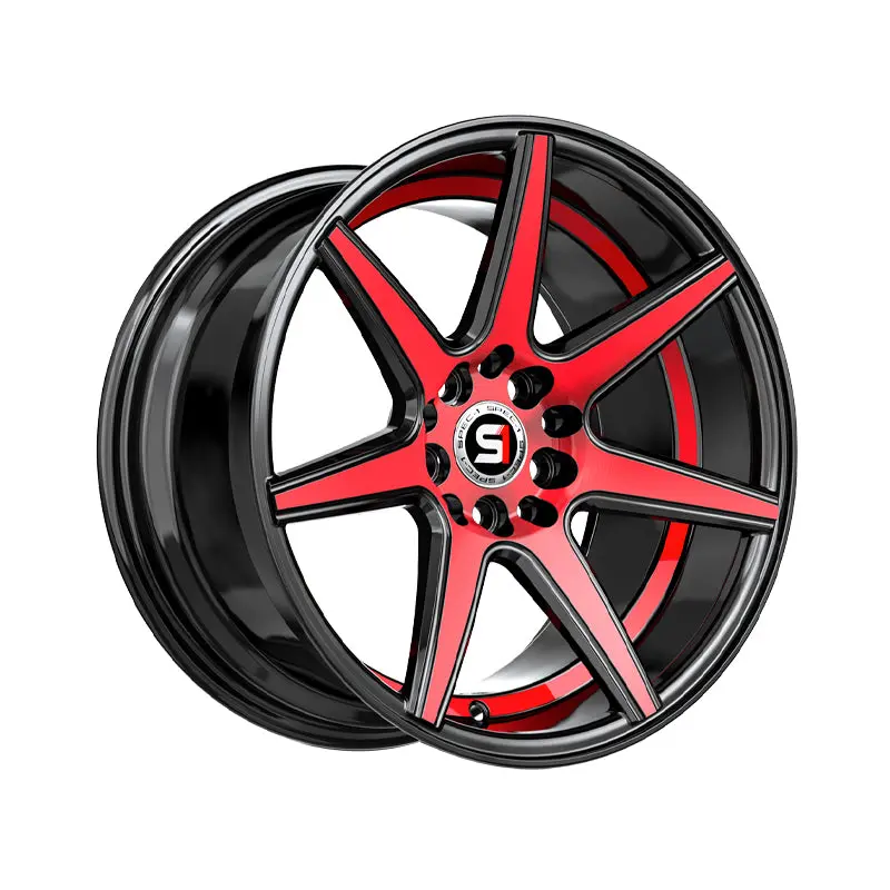 Spec-1 Sp-73 Gloss Black Red Machined & Undercut 17X7.5 4X100/4X114.3 73.1 Hub 42 Offset Black, Red Wheel Rim 1