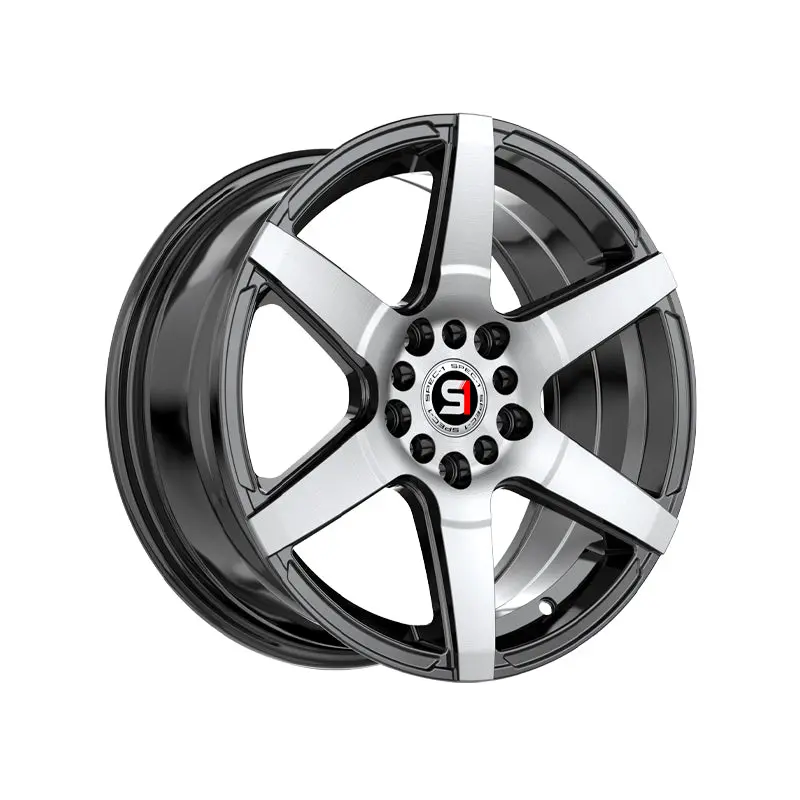 Spec-1 Spt-34 Gloss Black & Machined 16X7 5X100/5X114.3 73.1 Hub 30 Offset Black Wheel Rim 1