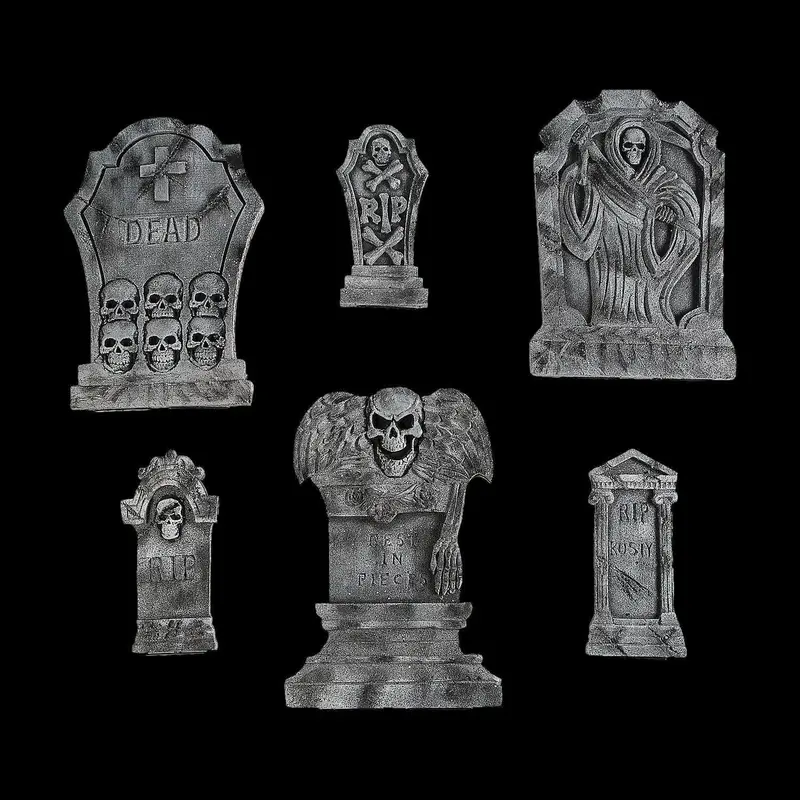 Spooky Graveyard Foam Tombstone Halloween Decorations Set – 6 Pc. 1