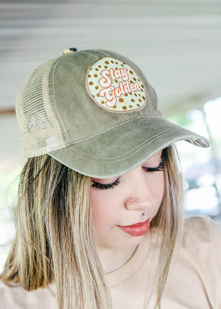 Stay Golden Sunflower High Pony Hat 1