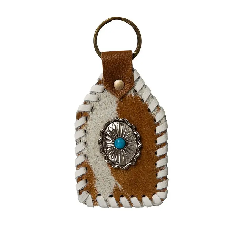 Stitched Hair On Hide Key Fob 1