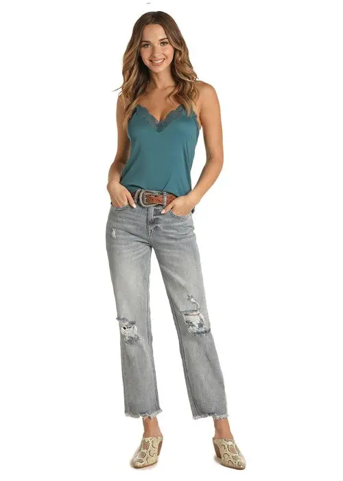 Teal Ribbed Cami 1