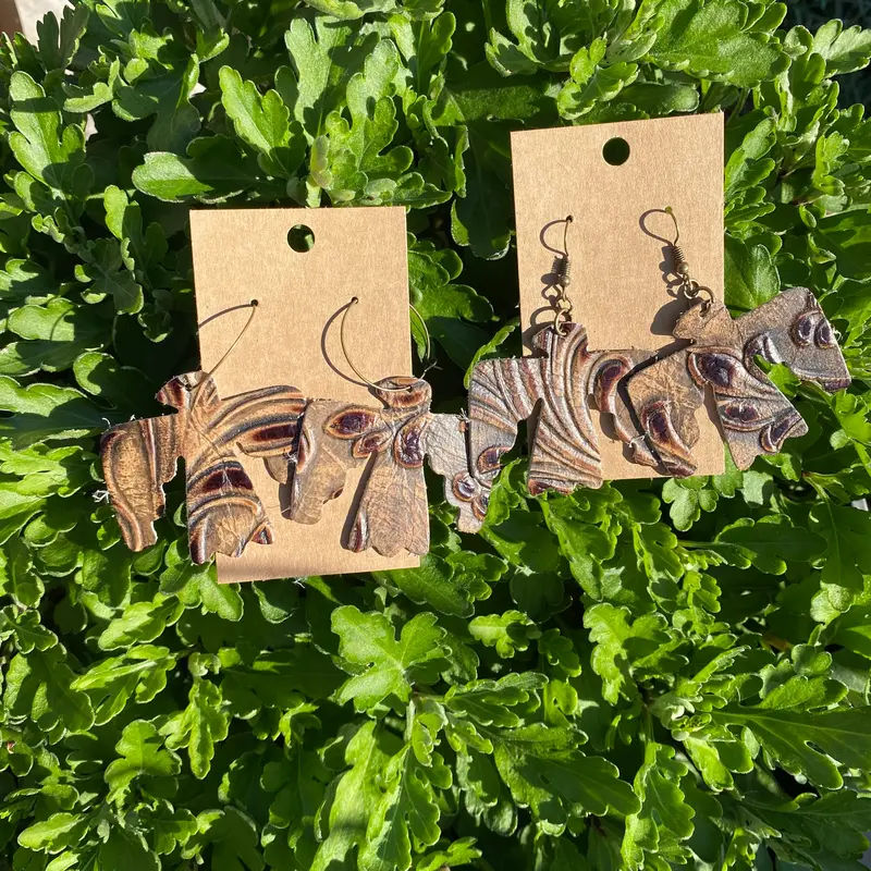 Thunderbird Earring-Embossed Brown 1