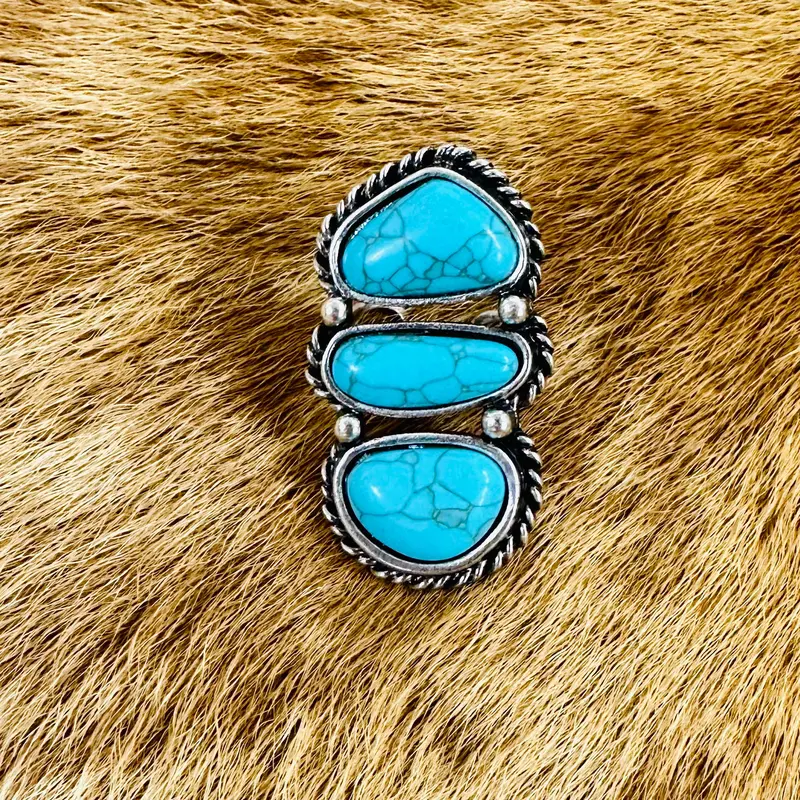 Turquoise Bead Adjustable Ring 1