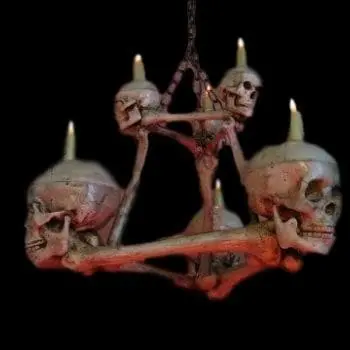 "Two-Tiered Skull/Bone Chandelier" Haunted House Lighting 1