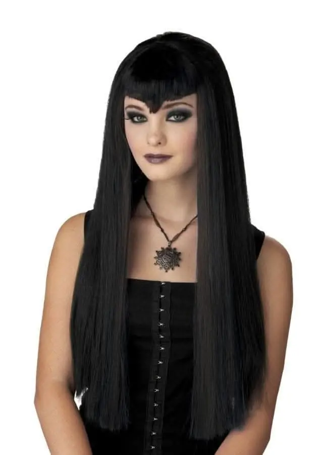 "Vampire - Straight Black Hair" Halloween Wig 1