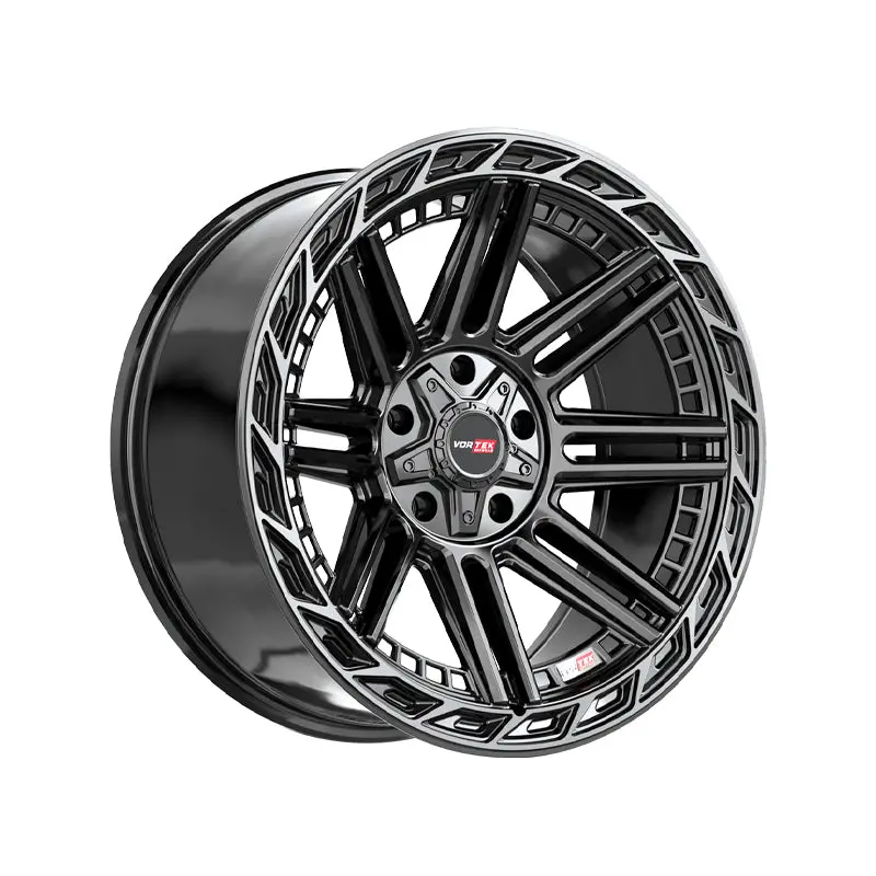 Vortek Vrp-501 Gloss Black Center & Diamond Cut Ring With Dark Tint 20X9 5X127/5X139.7 78.1 Hub 0 Offset Black Wheel Rim 1