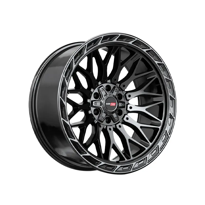 Vortek Vrp-503 Gloss Black Center & Diamond Cut Ring With Dark Tint 22X10 5X127/5X139.7 78.1 Hub -18 Offset Black Wheel Rim 1