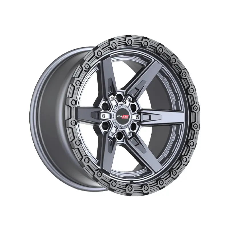 Vortek Vrt-602 Matte Titanium With Black Bead Ring 20X9 6X135/6X139.7 106.1 Hub 20 Offset Titanium, Black Wheel Rim 1