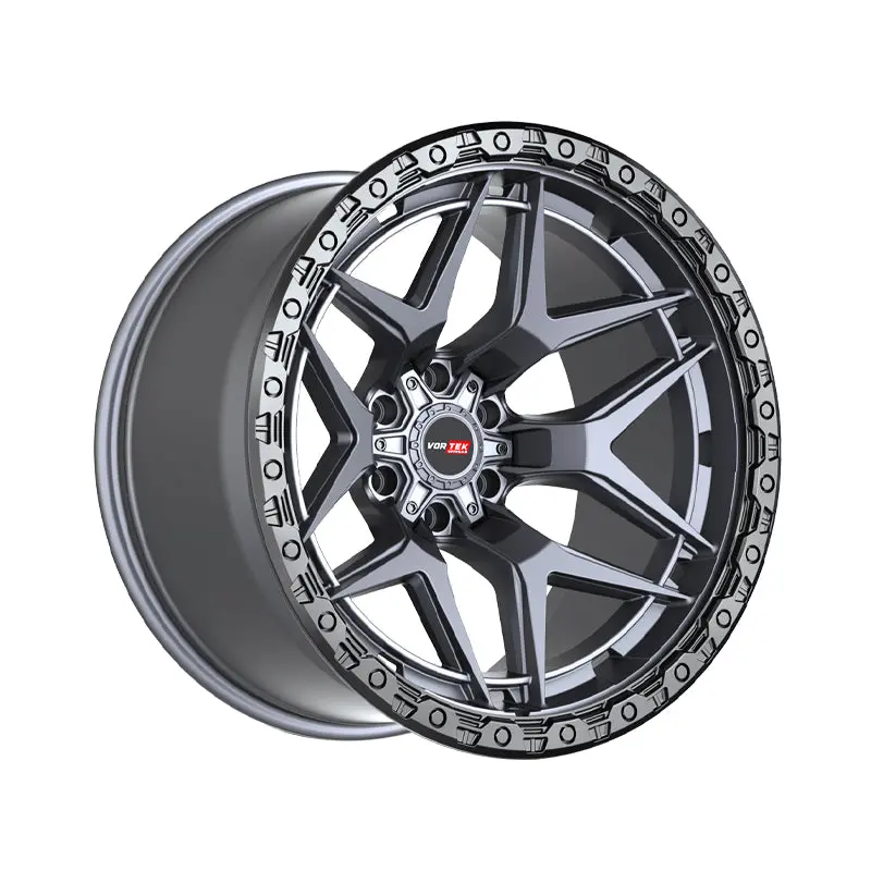 Vortek Vrt-603 Matte Titanium With Black Bead Ring 20X9 6X135/6X139.7 106.1 Hub 18 Offset Titanium, Black Wheel Rim 1