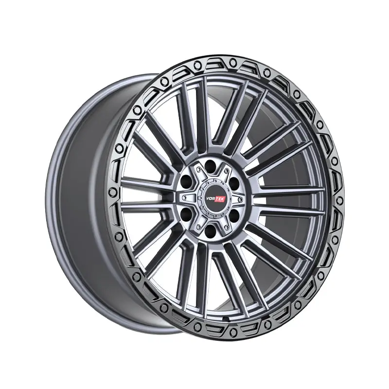 Vortek Vrt-604 Matte Titanium With Black Bead Ring 20X9.5 5X127/5X139.7 78.1 Hub -18 Offset Titanium, Black Wheel Rim 1