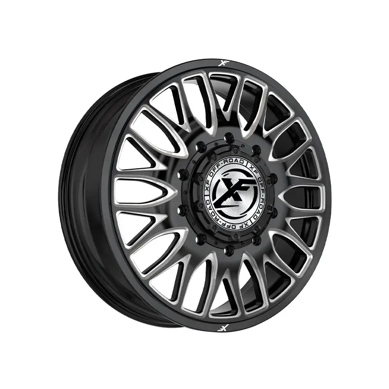 Xf Dually Xf-240 Dually Gloss Black & Milled 24X8.25 8X210 154.3 Hub 110 Offset Black Wheel Rim 1