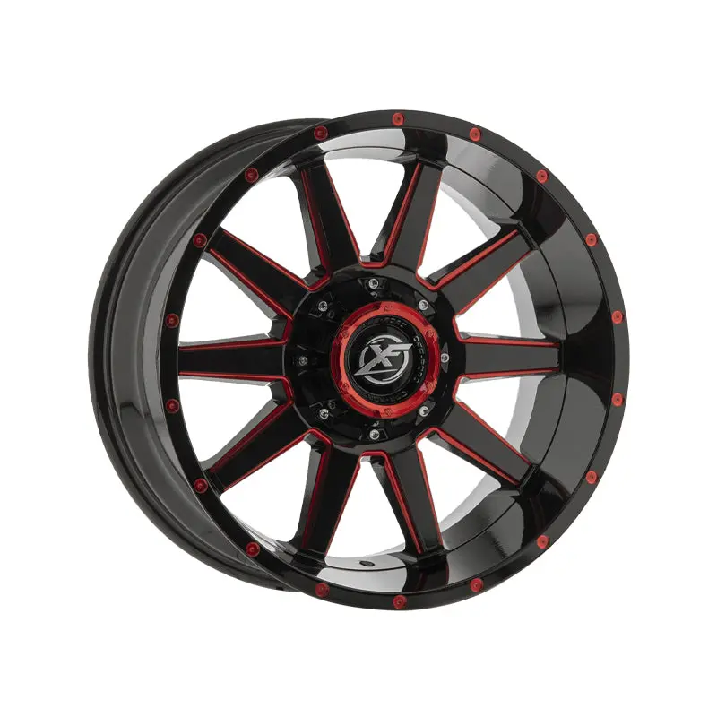 Xf Off-Road Xf-219 Gloss Black & Red Milled 17X9 6X135/6X139.7 106.4 Hub 12 Offset Black, Red Wheel Rim 1