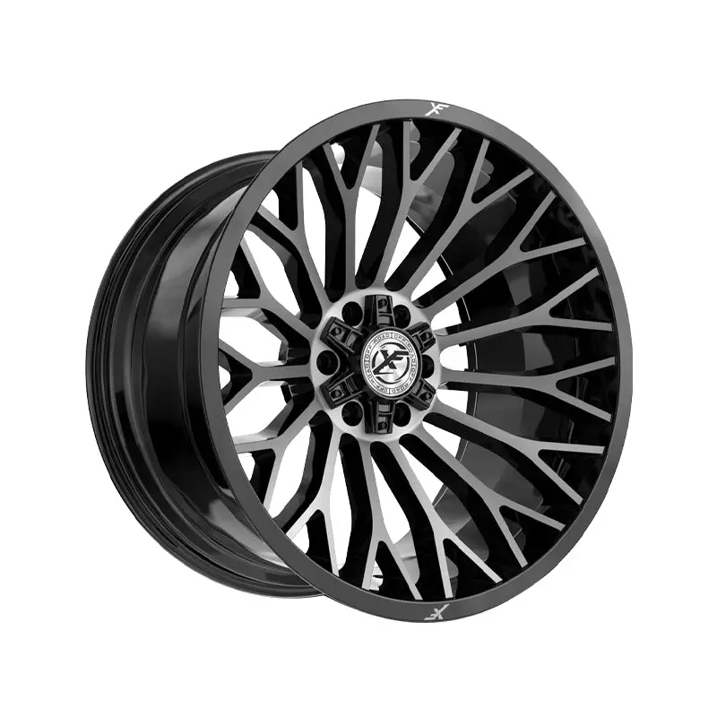 Xf Off-Road Xf-237 Gloss Black & Brushed Double Dark Tint 20X10 8X165.1/8X170 125.2 Hub -12 Offset Black Wheel Rim 1