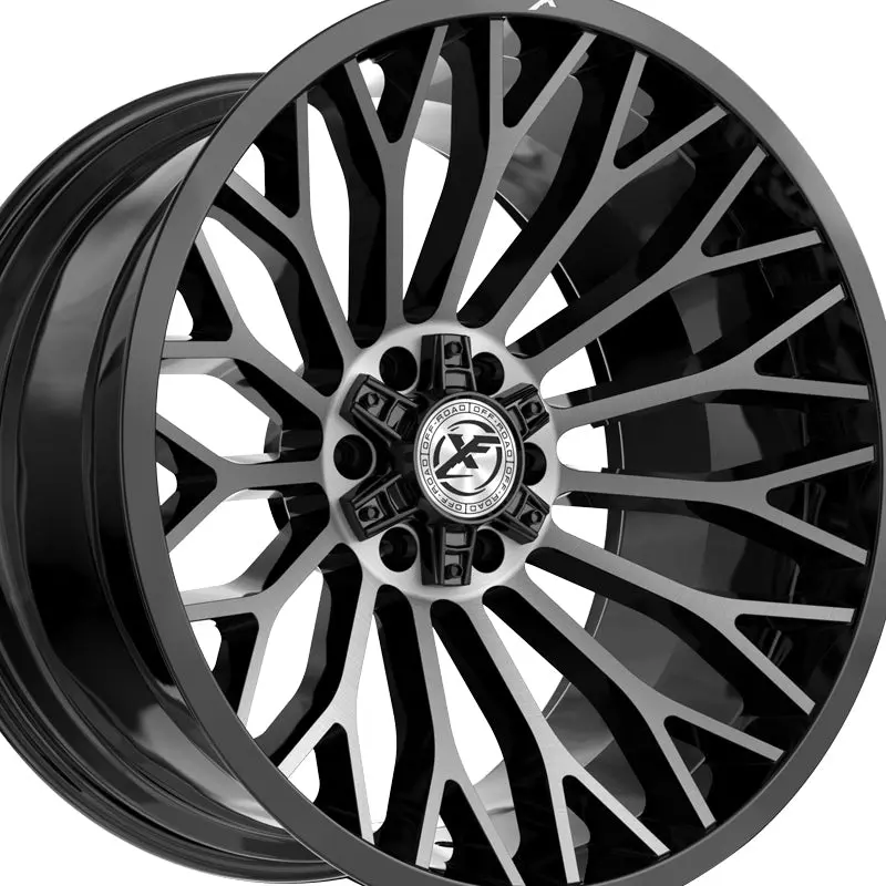 Xf Off-Road Xf-237 Gloss Black & Brushed Double Dark Tint 20X10 8X165.1/8X170 125.2 Hub -12 Offset Black Wheel Rim 2