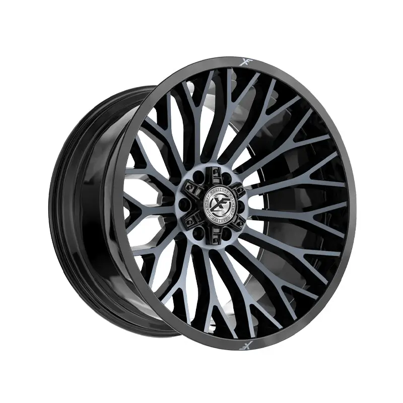 Xf Off-Road Xf-237 Gloss Black & Machined Titanium Double Dark Tint 20X10 5X127/5X139.7 78.1 Hub -12 Offset Black Wheel Rim 1