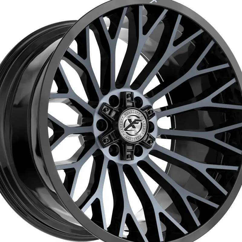 Xf Off-Road Xf-237 Gloss Black & Machined Titanium Double Dark Tint 20X10 5X127/5X139.7 78.1 Hub -12 Offset Black Wheel Rim 2