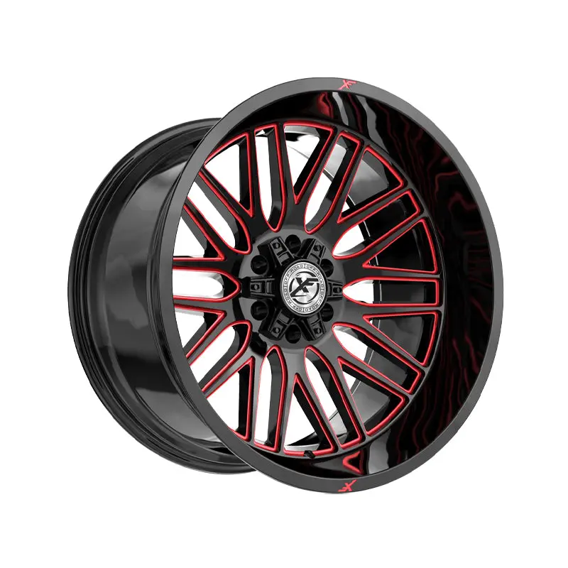 Xf Off-Road Xf-240 Gloss Black & Red Milled 18X9 5X127/5X139.7 78.1 Hub 12 Offset Black, Red Wheel Rim 1