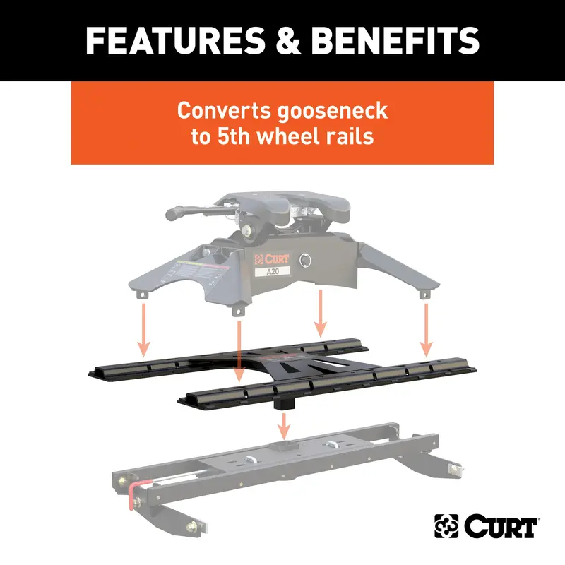 Curt 16310 X5 Gooseneck-To-5Th-Wheel Adapter Plate With Square Shank Mount 1